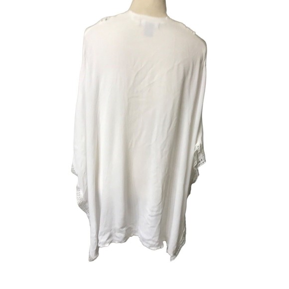 Nordstrom Women's One Size Ivory Crochet Poncho Open Cardigan Lightweight Sz OS - Picture 4 of 9